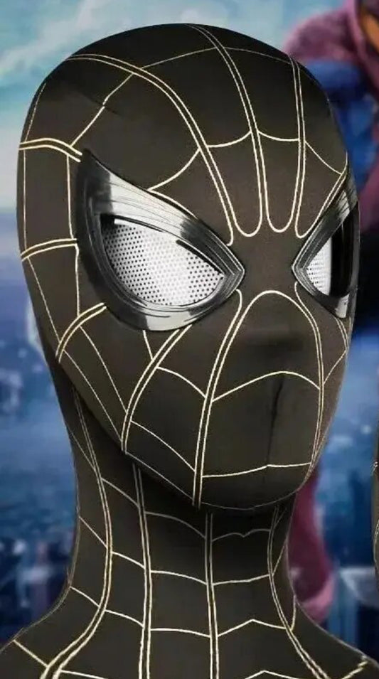 Black and gold electric spider man mask