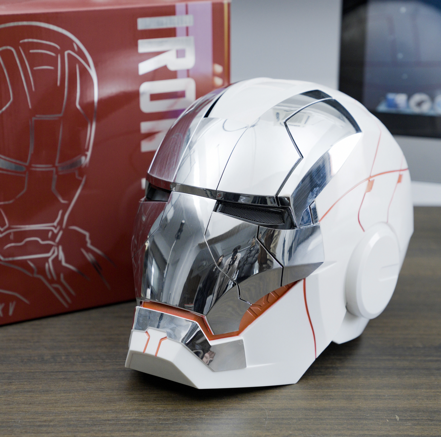 Iron man electric helmet, Iron man mk5 white edition with voice activation and opening features. fully automated iron man electric helmet 