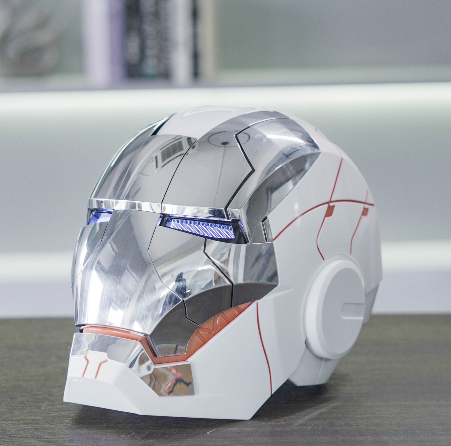 Iron man electric helmet, Iron man mk5 white edition with voice activation and opening features. fully automated iron man electric helmet 