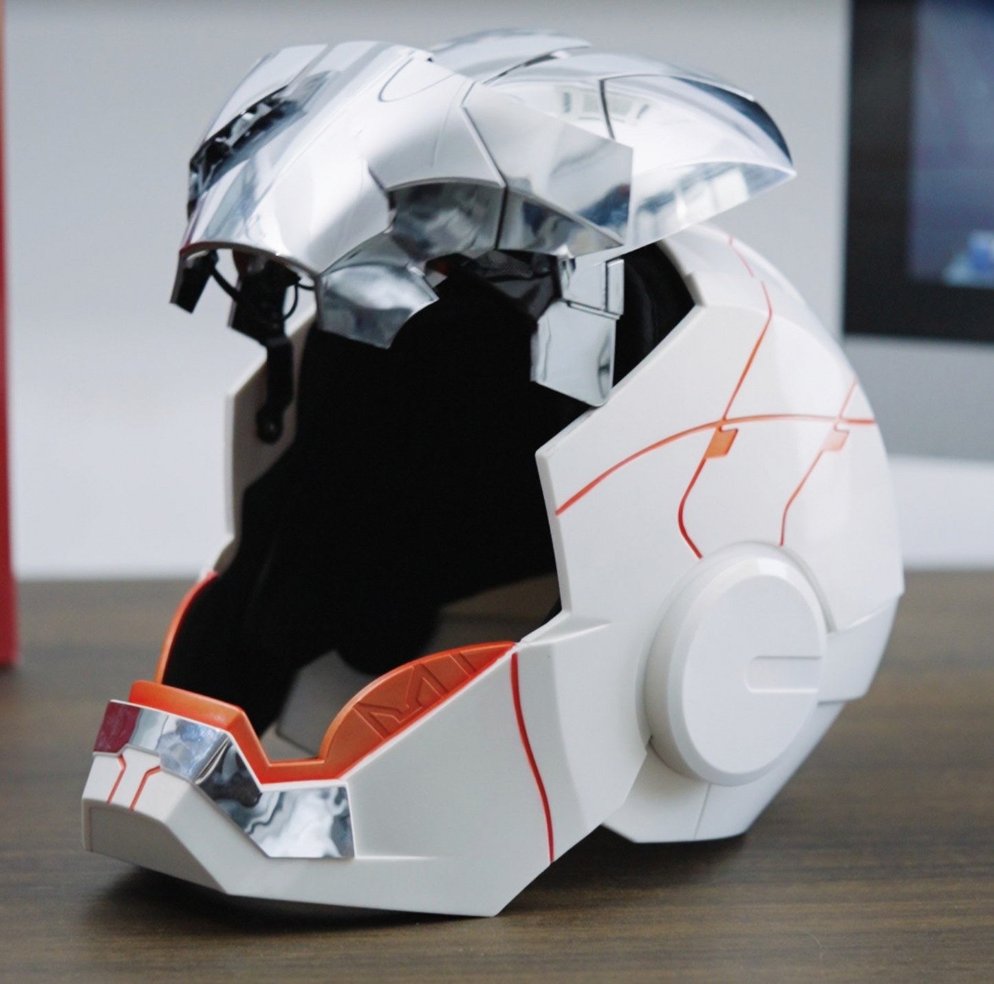 Iron man electric helmet, Iron man mk5 white edition with voice activation and opening features. fully automated iron man electric helmet 