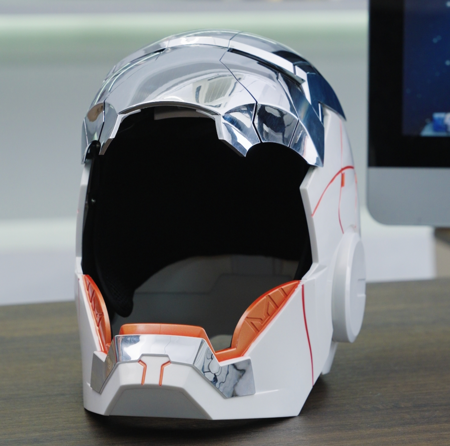 Iron man electric helmet, Iron man mk5 white edition with voice activation and opening features. fully automated iron man electric helmet 